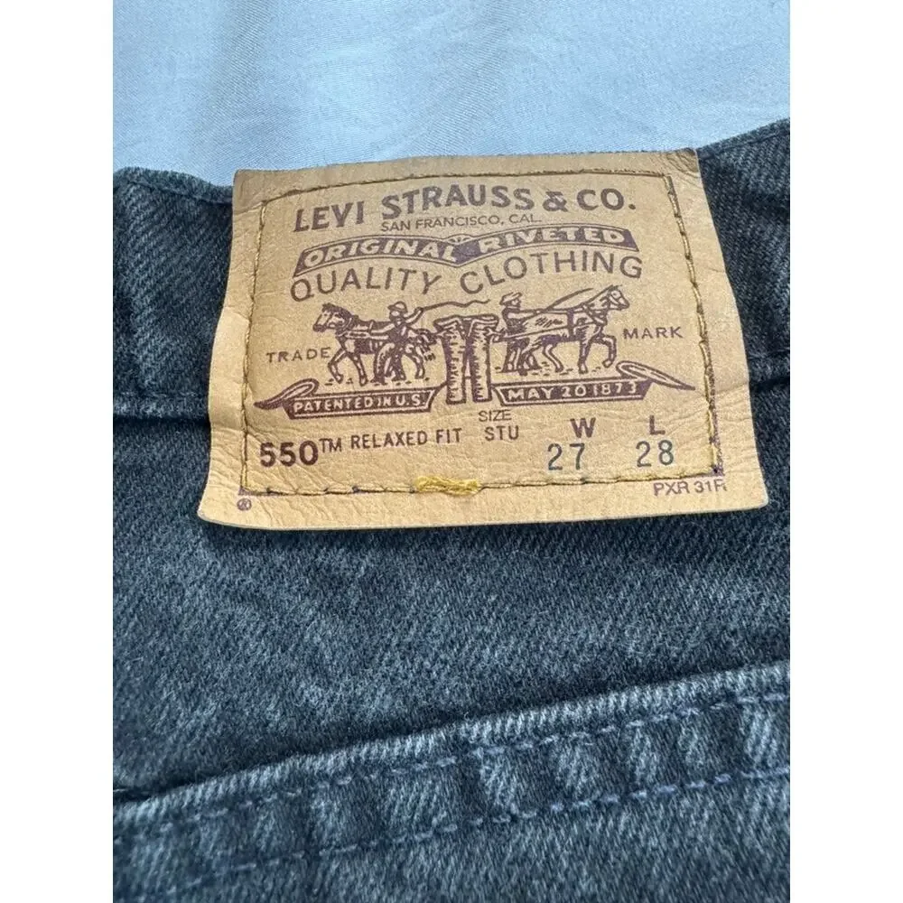 Vintage 90s Levi's 550 Student Orange Tab USA Black Jeans W27 L28 Relaxed Fit